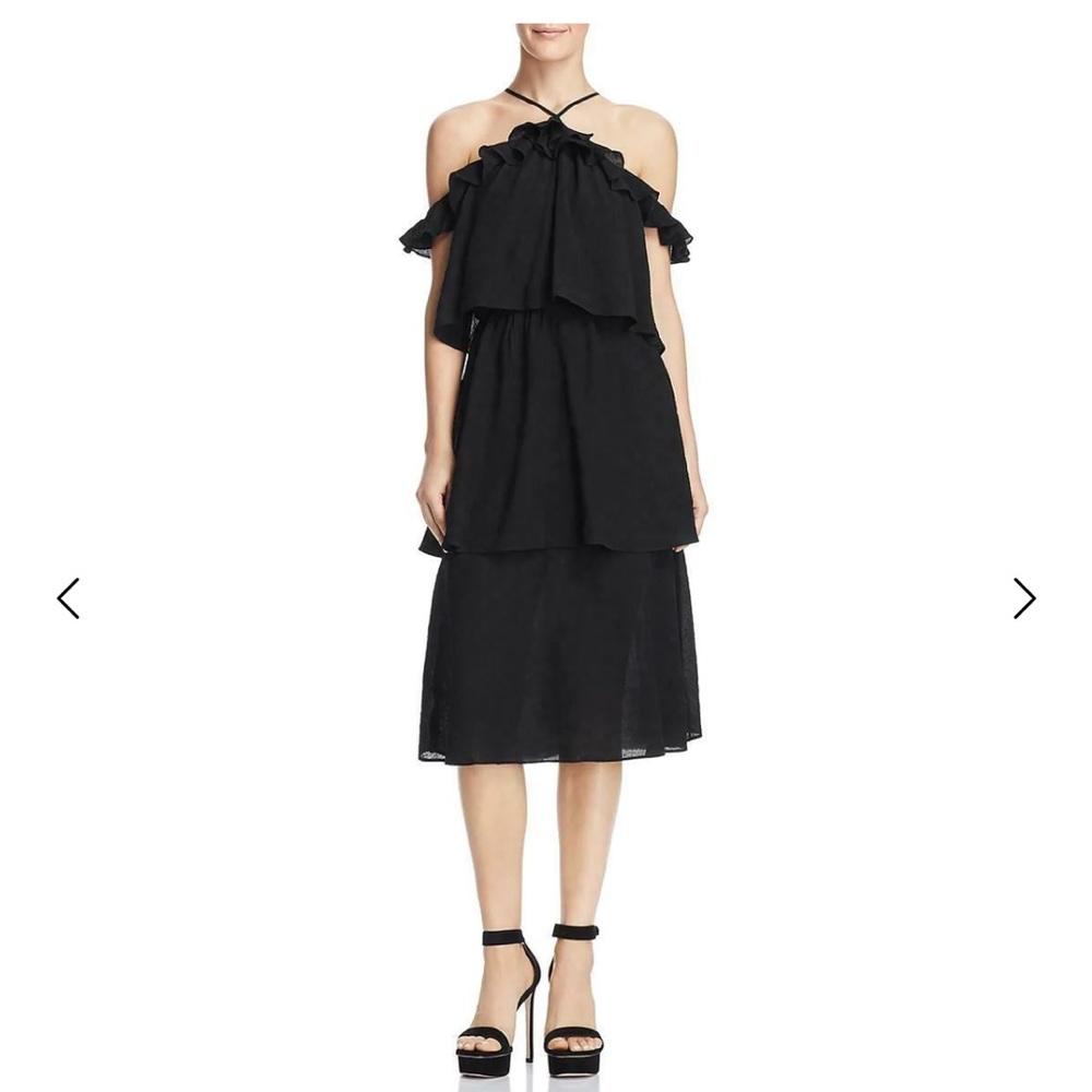 NWT Re:Named black tiered ruffle sleeve dress